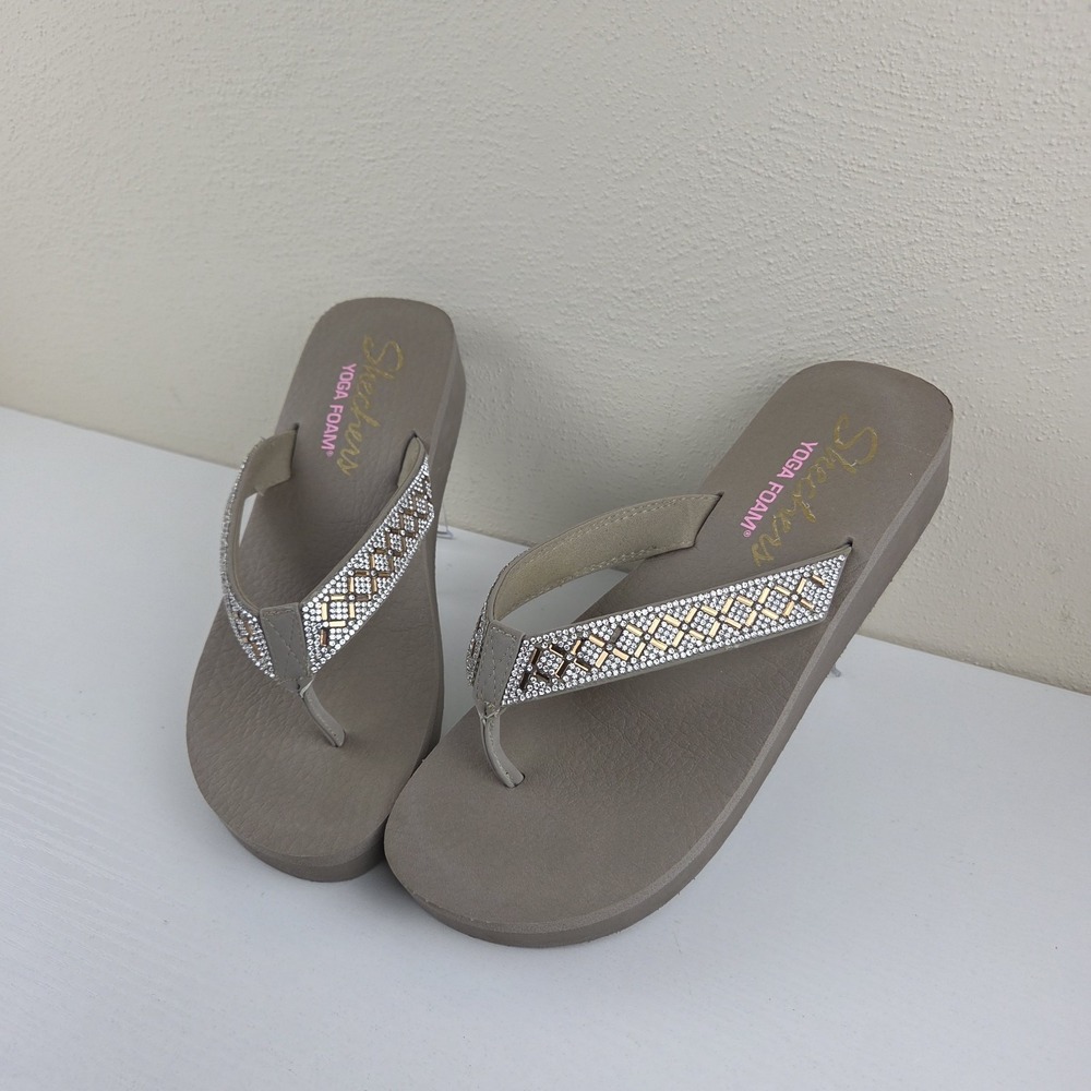 Skechers Women's Vinyasa Lotus Princess Taupe Wedge Sandals - Size 11